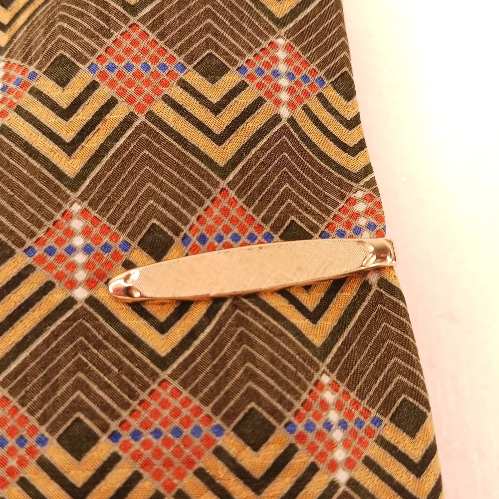 SWANK Cufflinks Tie Bar / Clip Vintage Classic Brushed Pattern Gold 